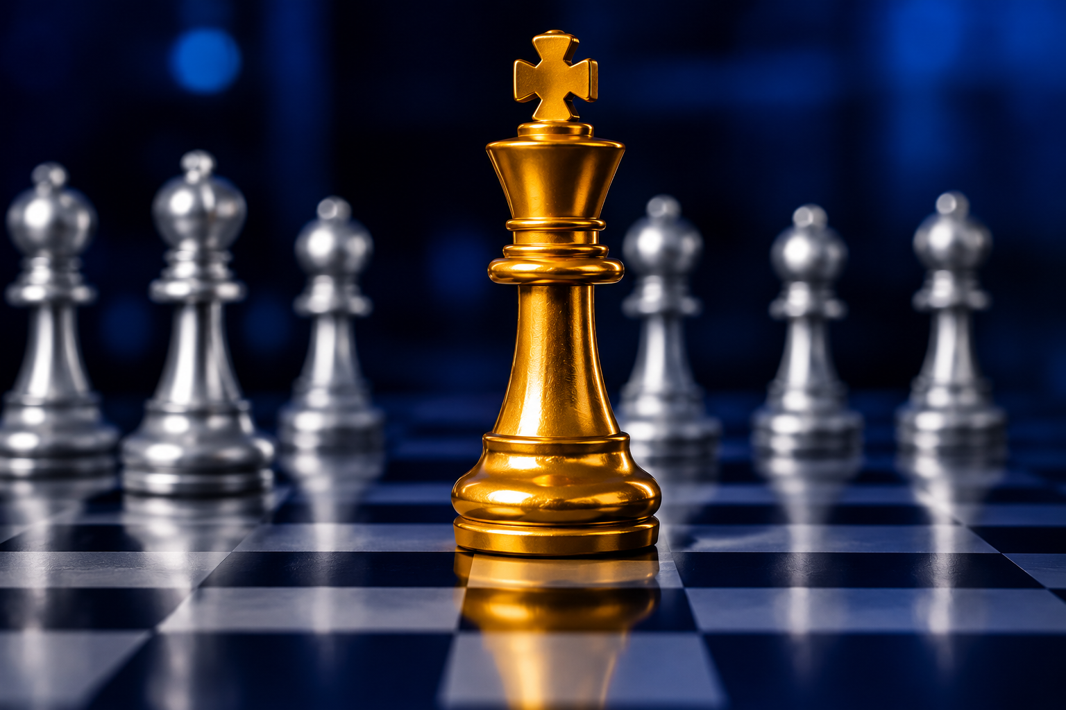 Gold chess king among silver pieces, cover for The Founder's Financial Strategy Playbook masterclass