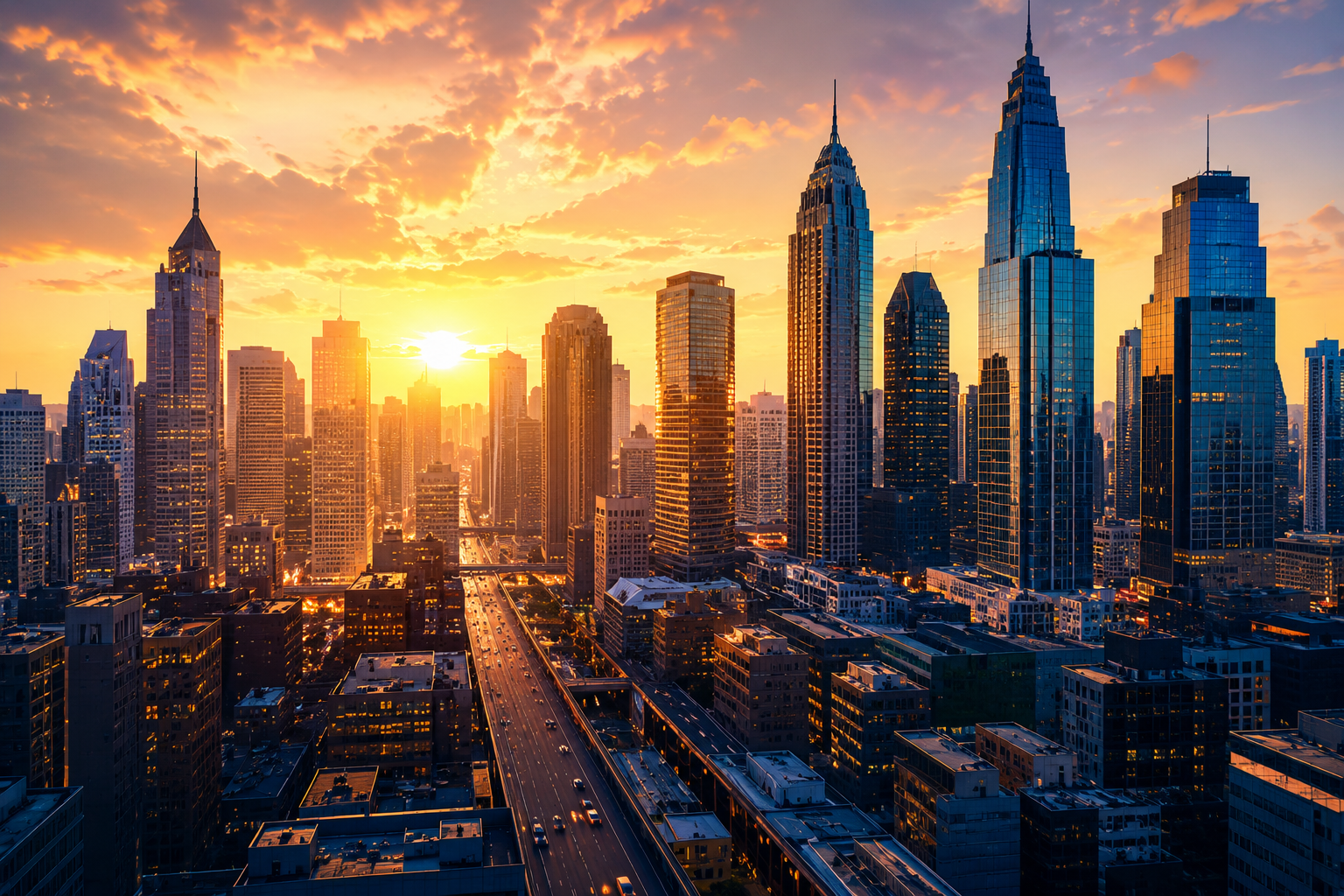 City skyline at sunrise, cover for the Build a Business That Maximizes Value masterclass